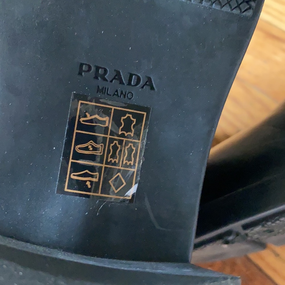 Prada Black Leather Moto Boots Buckle Ankle Boots Women’s 7.5 Italy - Picture 12 of 13